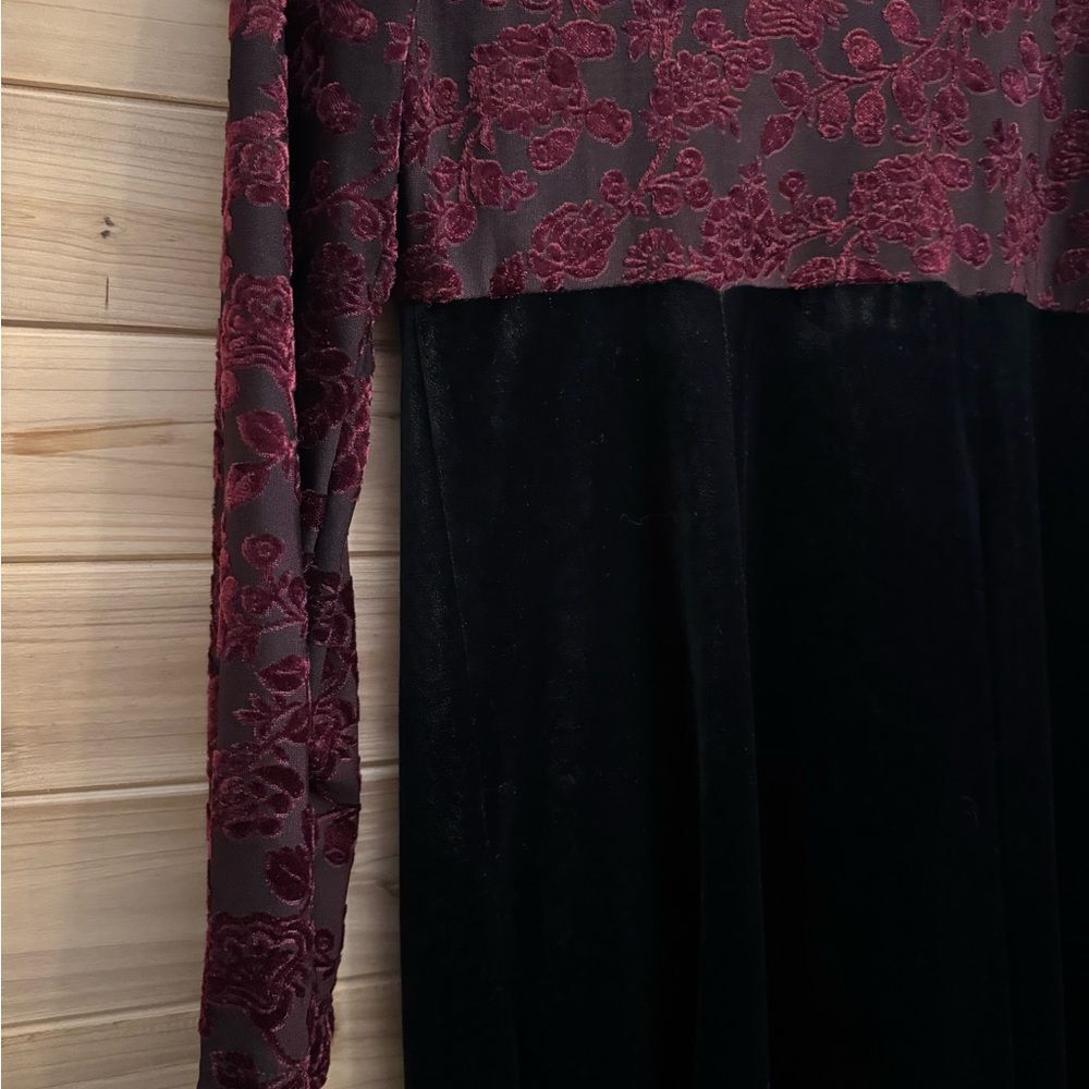 Vintage Molly Malloy Medium Floral Burnout Velvet Long Sleeve Whimsigoth Dress - Picture 8 of 12